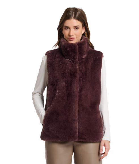 Short Faux Fur Waistcoat - Chocolate Bean