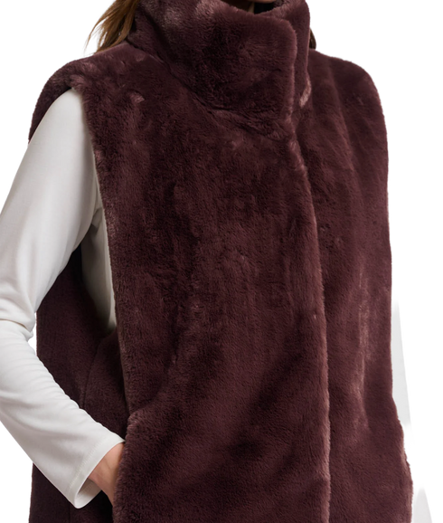 Short Faux Fur Waistcoat - Chocolate Bean