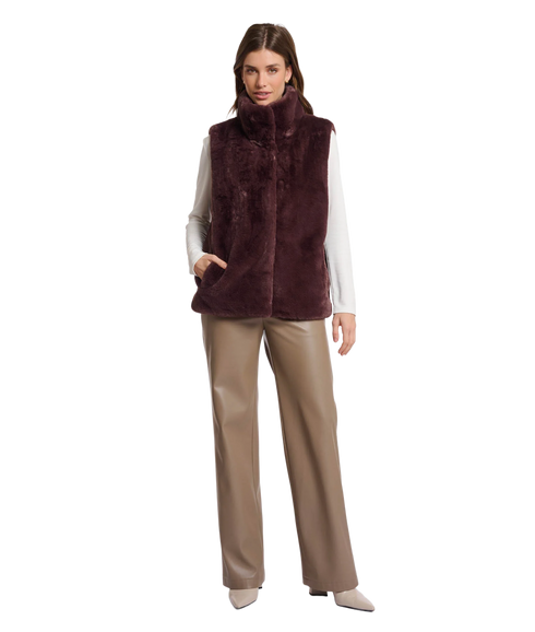 Short Faux Fur Waistcoat - Chocolate Bean