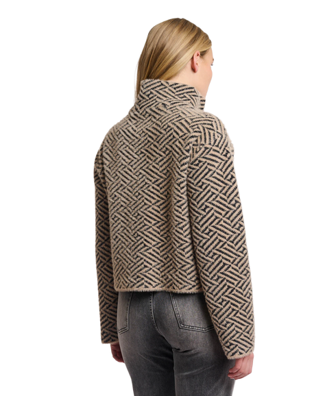 Short Double Breasted Jacket - Sand Graphic