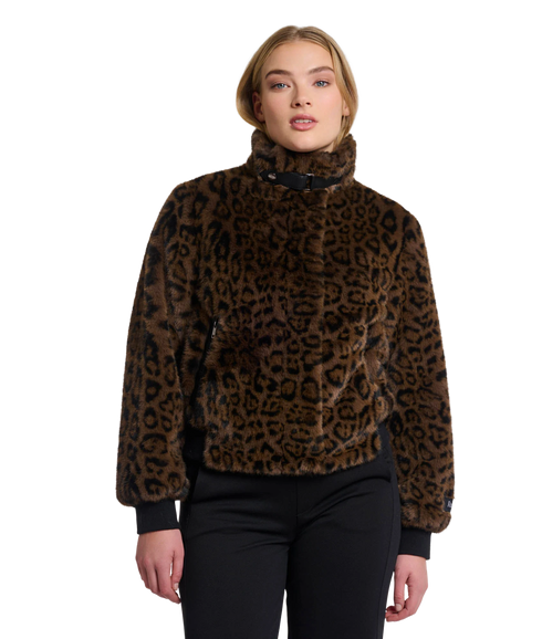 Short Fake Fur Bomber Jacket - Leopard
