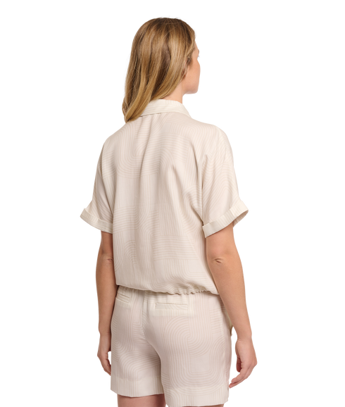 Cropped Short Sleeve Blouse - Snow White Labrinth