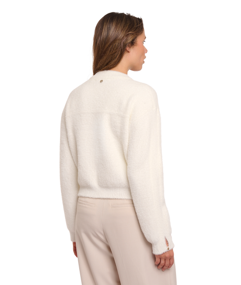 Short Cardigan With Zipper Closure - Snow White