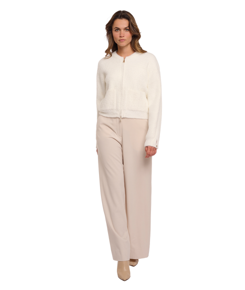 Short Cardigan With Zipper Closure - Snow White