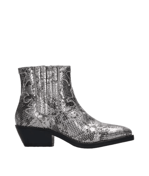 Tessy Western Boots - Silver