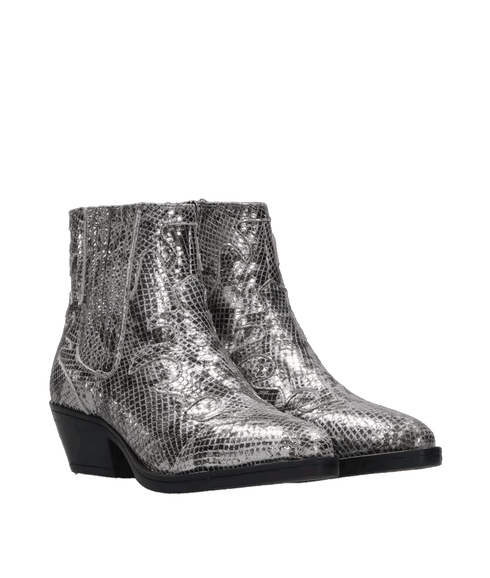 Tessy Western Boots - Silver