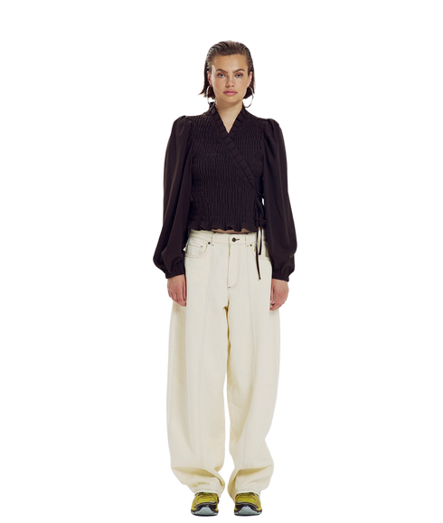 Debby LS Blouse - Hot Fudge