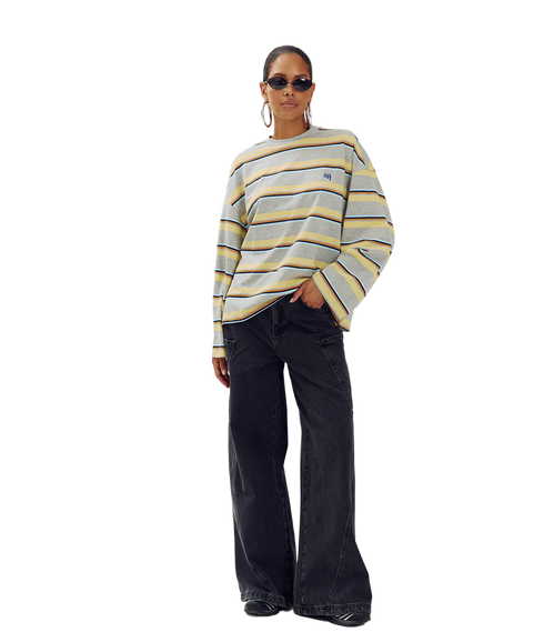 Tommy LS T-Shirt - Grey Melee Stripe