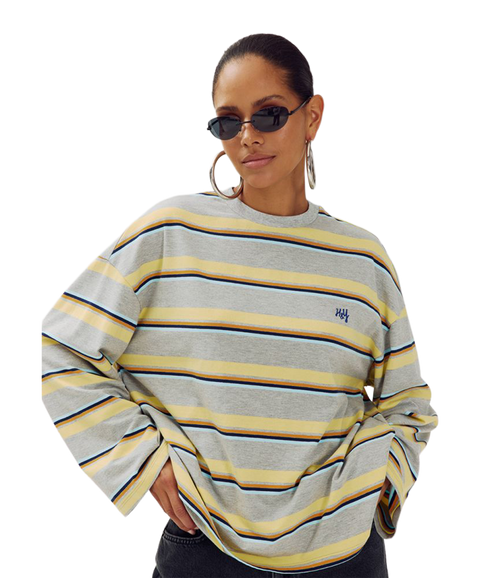 Tommy LS T-Shirt - Grey Melee Stripe