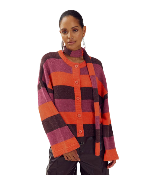 Indy Cardigan - Paprika Stripe