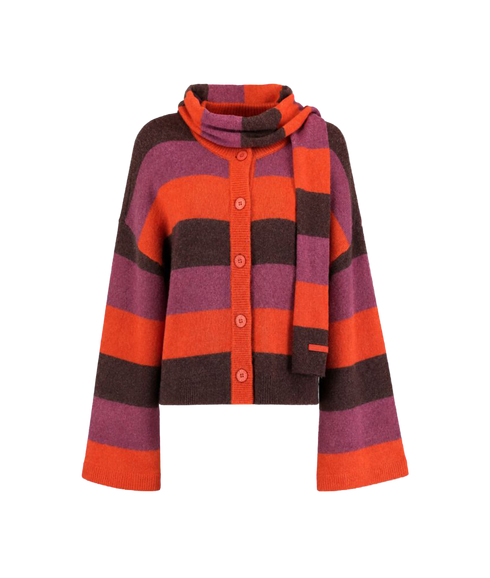 Indy Cardigan - Paprika Stripe