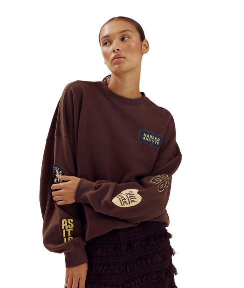 Patch Sweatshirt - Hot Fudge