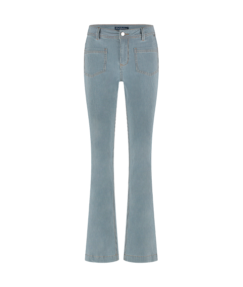 Babette Patch Pocket Flare Jean - Indigo Stripe