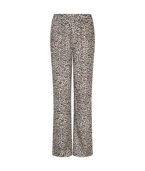 Colette Linen Leopard Trousers - Pebble
