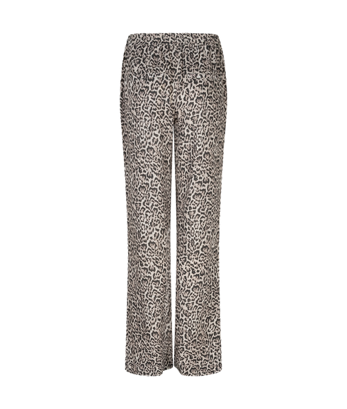 Colette Linen Leopard Trousers - Pebble