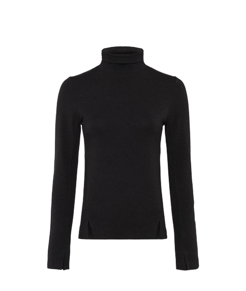 Venitia Jersey Split Cuff Top - Black