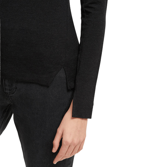 Venitia Jersey Split Cuff Top - Black