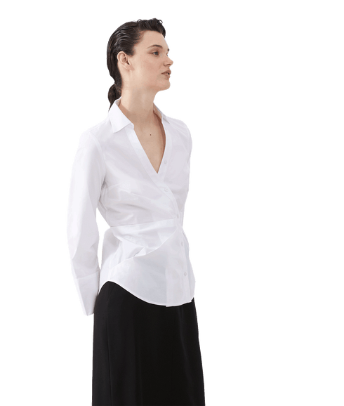 Isabelle Poplin Asymmetric Shirt - White