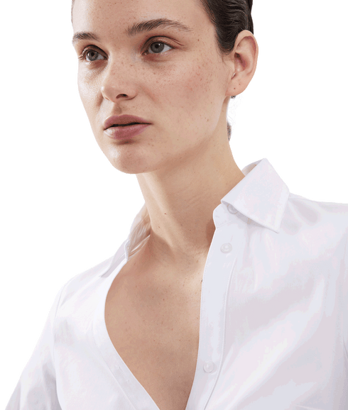 Isabelle Poplin Asymmetric Shirt - White