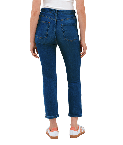 Stretch Denim Cigarette Fit Ankle Length Jeans - Blue