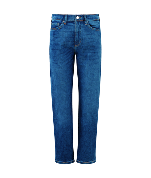 Stretch Denim Cigarette Fit Ankle Length Jeans - Blue