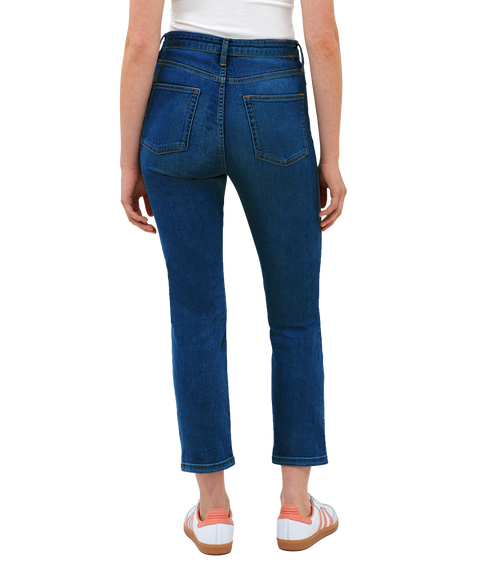 Stretch Denim Cigarette Fit Ankle Length Jeans - Blue
