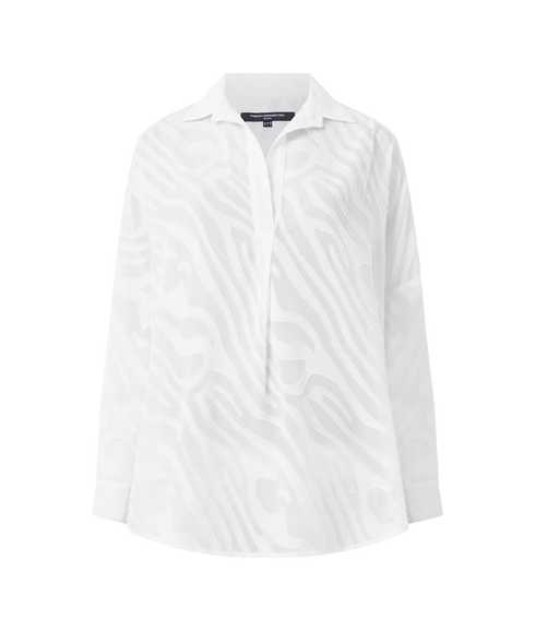 Zebra Devore Popover Shirt - White