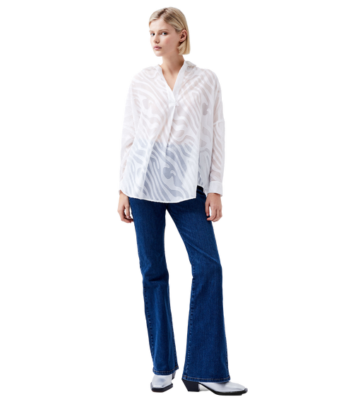 Zebra Devore Popover Shirt - White