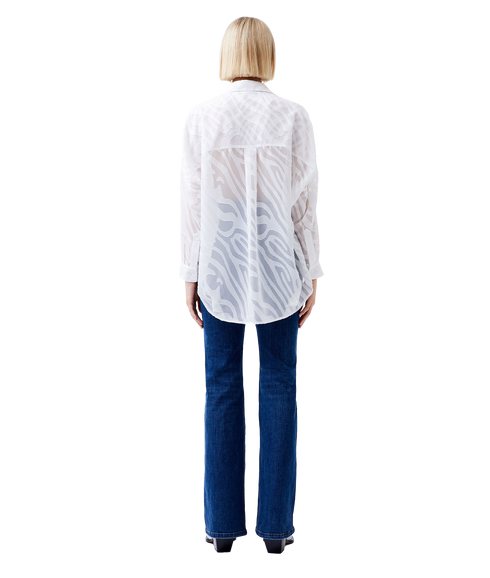 Zebra Devore Popover Shirt - White