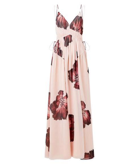 Elyse Hallie Crinkle Midi Dres - Blush Pink Floral