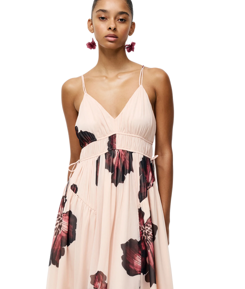 Elyse Hallie Crinkle Midi Dres - Blush Pink Floral
