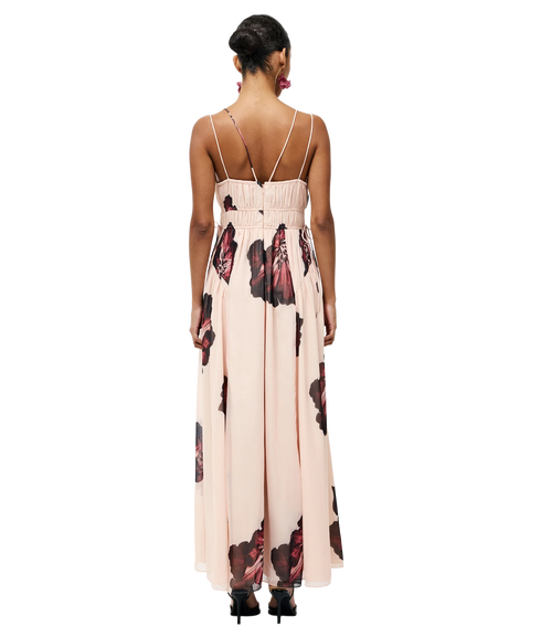 Elyse Hallie Crinkle Midi Dres - Blush Pink Floral
