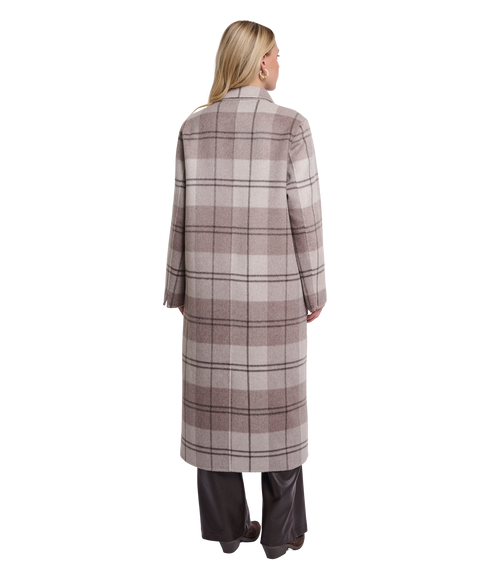 Double Breasted Reversible Coat - Soft Oat Check