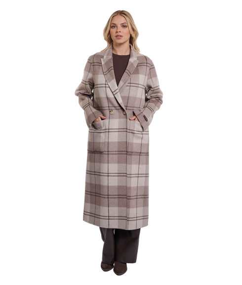 Double Breasted Reversible Coat - Soft Oat Check