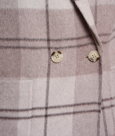Double Breasted Reversible Coat - Soft Oat Check