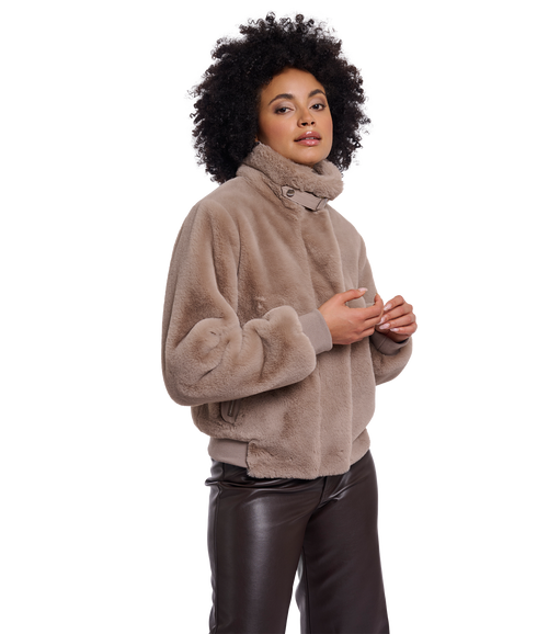 Ambra Short Faux Fur Jacket - Mocha Latte