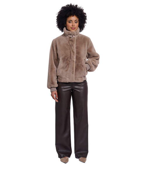 Ambra Short Faux Fur Jacket - Mocha Latte