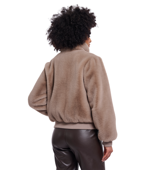 Ambra Short Faux Fur Jacket - Mocha Latte