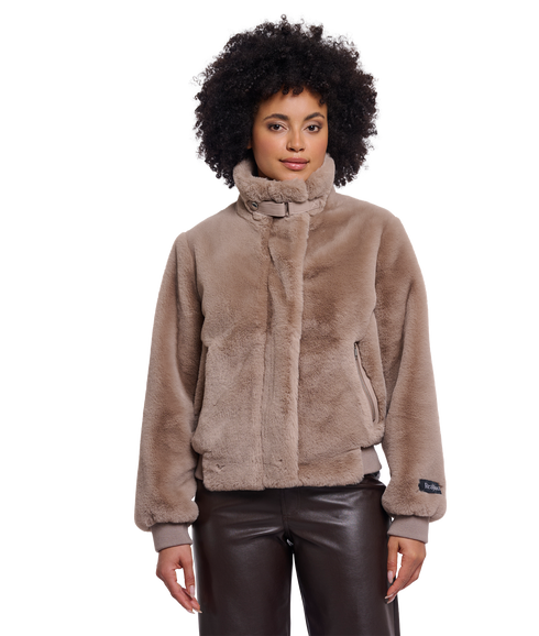 Ambra Short Faux Fur Jacket - Mocha Latte