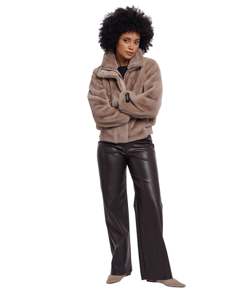 Ambra Short Faux Fur Jacket - Mocha Latte