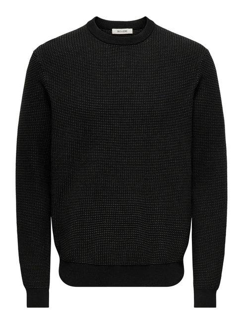 Dave Reg LS Crew Neck Knit- Black