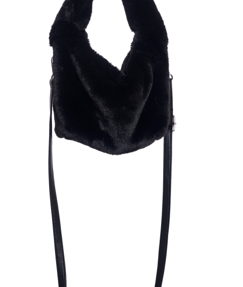 Cheryl Small Faux Fur Crossbody Bag - Black