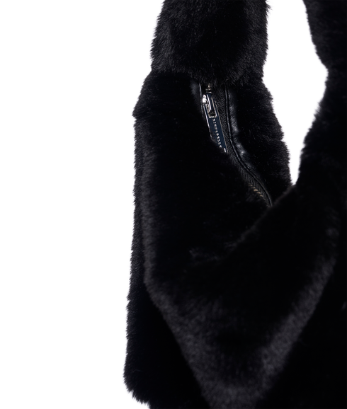 Cheryl Small Faux Fur Crossbody Bag - Black