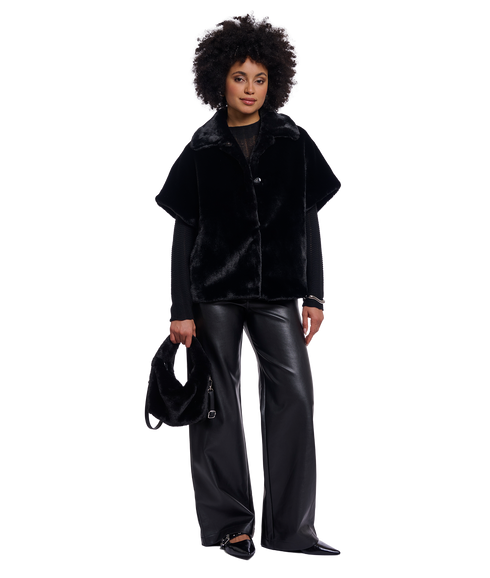 Cheryl Small Faux Fur Crossbody Bag - Black