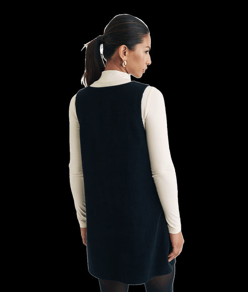 Cord Piper Mini Pinafore Dress - Black