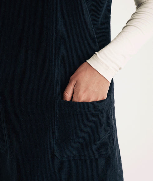 Cord Piper Mini Pinafore Dress - Black