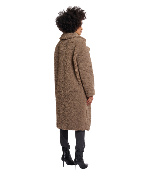 Elicia Double Breasted Teddy Coat - Toffee
