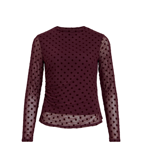 Rikke LS Funnel Neck Top -- Red