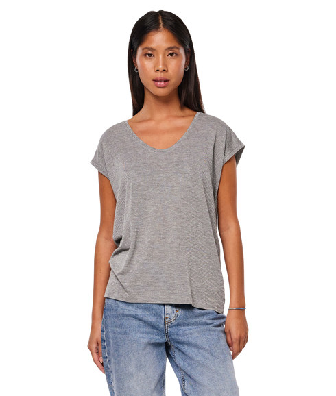Billo Tee Lurex Stripes Jrs Bc - Grey