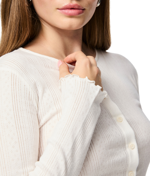 Marie Ls Poin Cardigan Jrs Bc - White